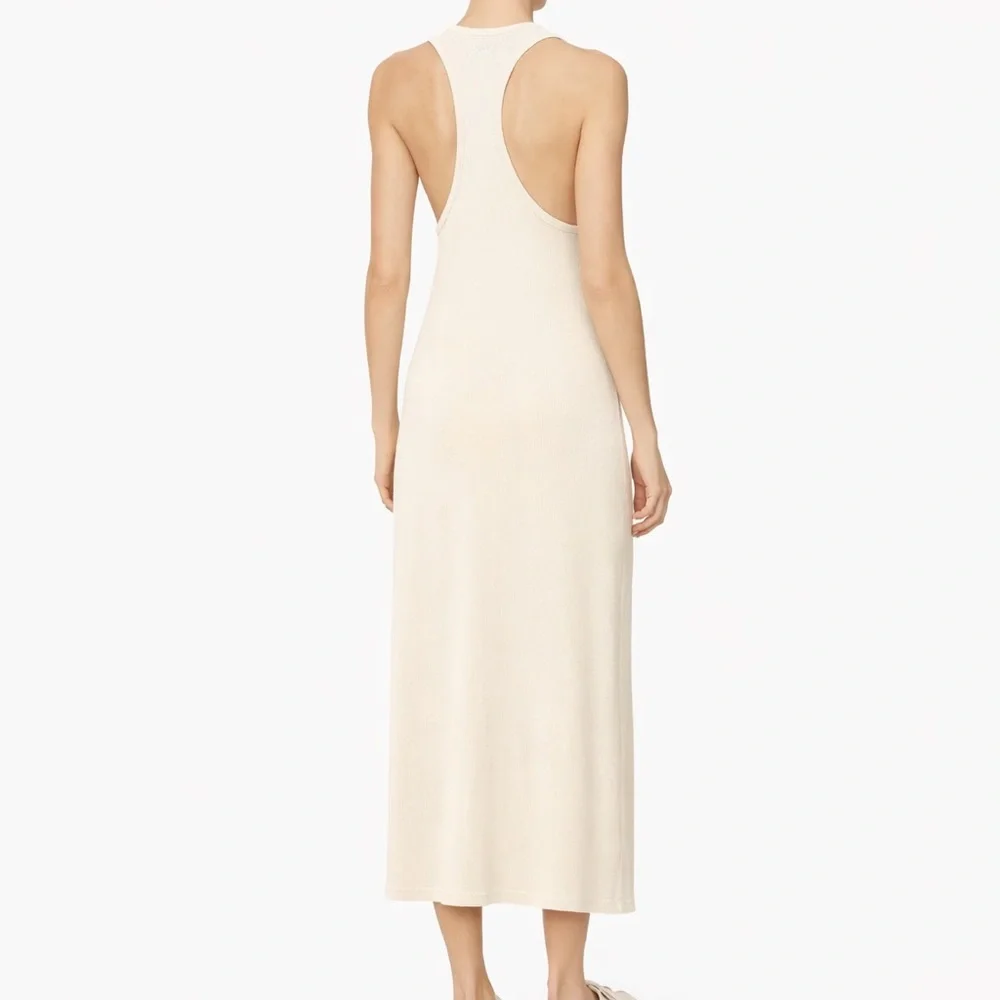 Rag & Bone Sydney Tank Dress Size M Cream Backless Maxi Slits The Row Inspired